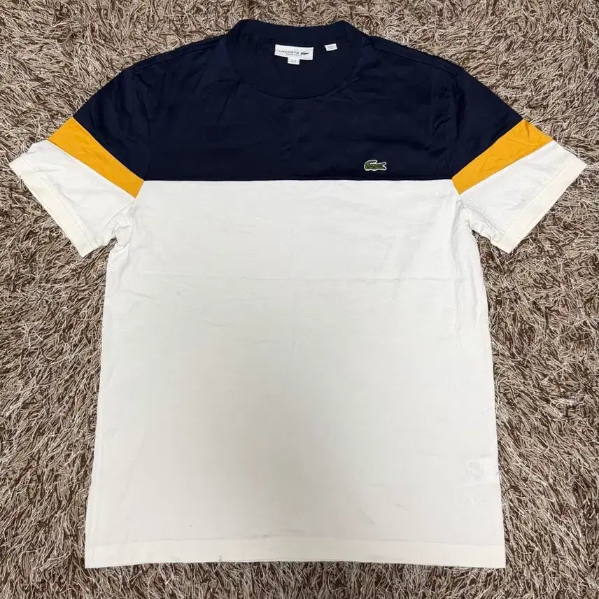 [BUNJANG] Lacoste Color-Blocked Short-Sleeve T-Shirt White / 라코스테 배색 반팔티 흰색