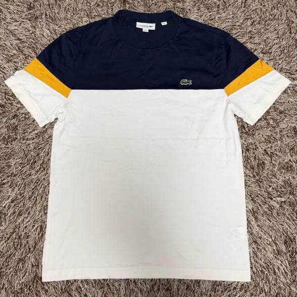 [BUNJANG] Lacoste Color-Blocked Short-Sleeve T-Shirt White / 라코스테 배색 반팔티 흰색