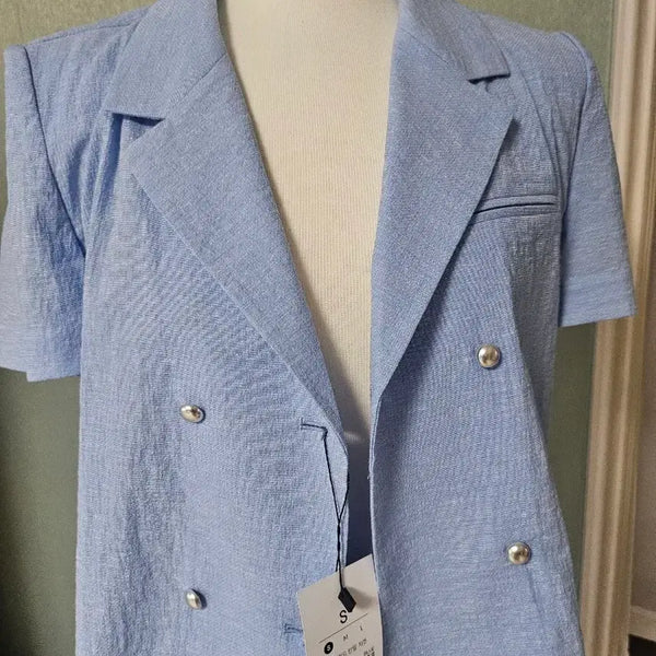 [BUNJANG] Summer Short Sleeve Jacket - Blue / 썸머 반팔 자켓 블루