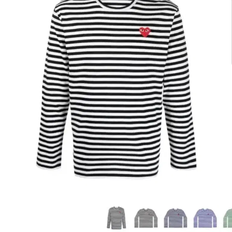 [BUNJANG] Comme des Garçons PLAY Striped Long Sleeve T-shirt Black White / 플레이 꼼데가르송 스트라이프 롱슬리브 티셔츠 블랙 화이트