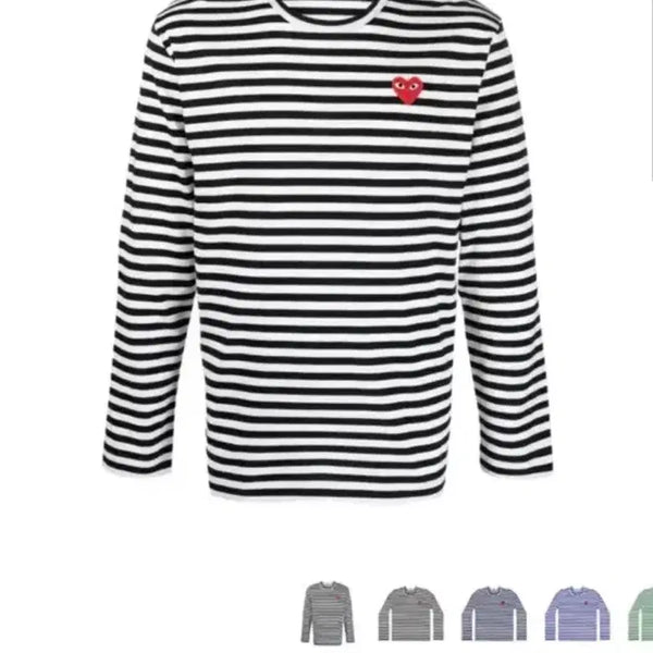 [BUNJANG] Comme des Garçons PLAY Striped Long Sleeve T-shirt Black White / 플레이 꼼데가르송 스트라이프 롱슬리브 티셔츠 블랙 화이트