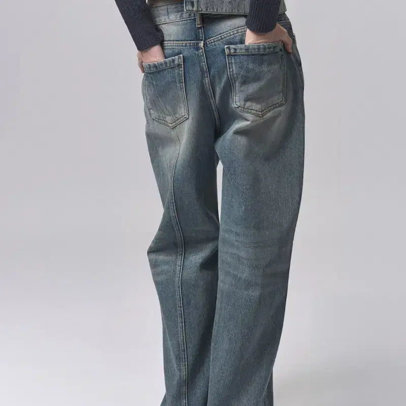 [BUNJANG] Jiyoungjun Line Wide Denim Pants / 지영준 라인 와이드 데님 팬츠 (24만원대)