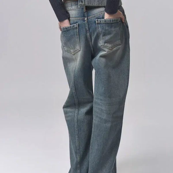 [BUNJANG] Jiyoungjun Line Wide Denim Pants / 지영준 라인 와이드 데님 팬츠 (24만원대)