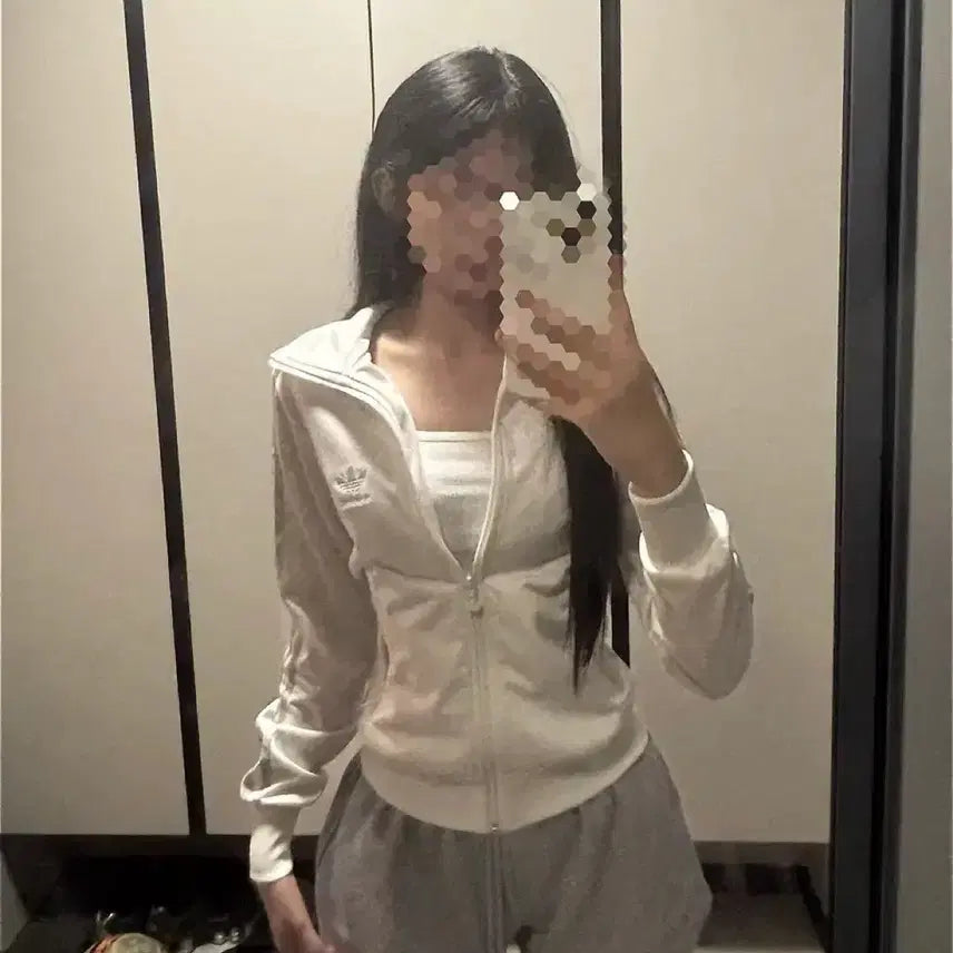 [BUNJANG] Adidas Firebird White+Silver Slim Fit Track Jacket / 아디다스 파이어버드 져지 대대장 화이트+실버 슬림핏 희귀 져지