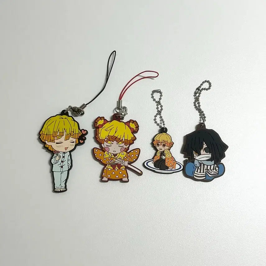 [BUNJANG] Demon Slayer Agatsuma Zenitsu & Iguro Obanai Rubber Strap Keychain Bundle Set / (일괄) 귀멸의 칼날 귀칼 가챠 러버스트랩 키링 아가츠마 젠이츠, 이구로 오바나이