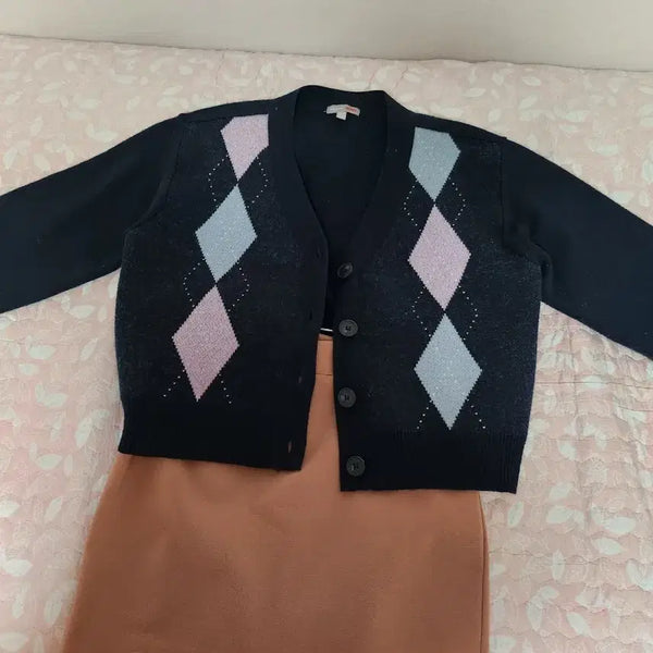 [BUNJANG] SPAO Argyle Knit Cardigan / (미리세일/무료배송/새상품)스파오 아가일 니트 가디건