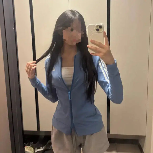 [BUNJANG] Adidas Slim Fit Track Top Sky Blue / 아디다스 슬림핏 딱붙 져지 트랙탑 하늘색 스카이블루 희귀 대대장