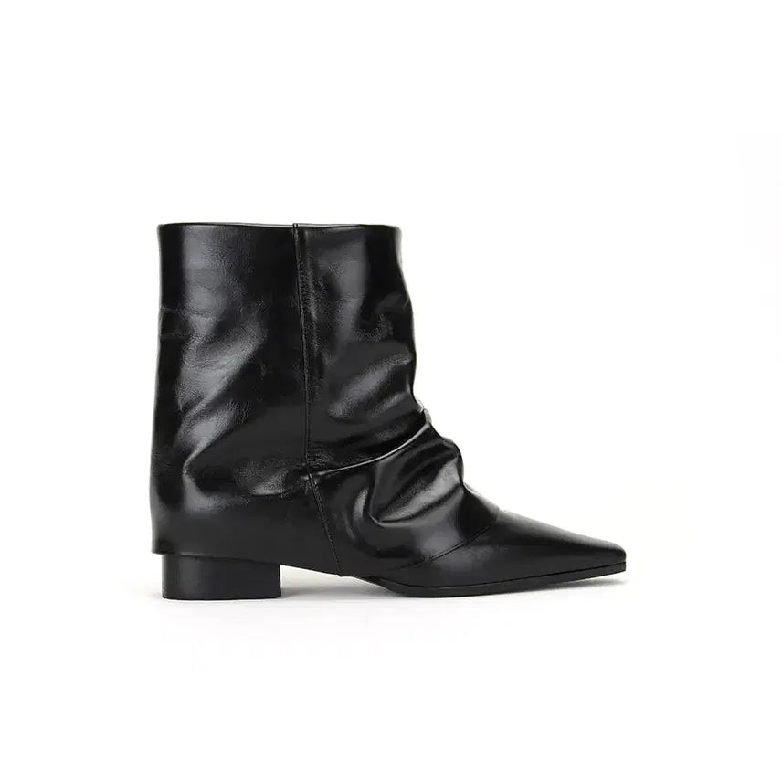 [BUNJANG] 323 Eighty Pointed Wrinkle Leather Boots Black / 쓰리투에이티 Pointed Wrinkle Leather Boots (Black)