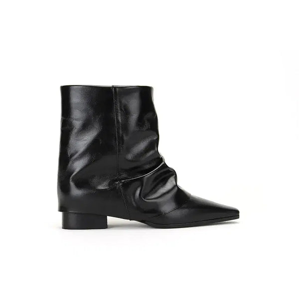 [BUNJANG] 323 Eighty Pointed Wrinkle Leather Boots Black / 쓰리투에이티 Pointed Wrinkle Leather Boots (Black)