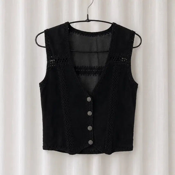 [BUNJANG] Vintage Real Leather Two-Way Suede & Smooth Leather Vest / 미국 빈티지 리얼 레더 투웨이 스웨이드 & 스무스 가죽 베스트 조끼