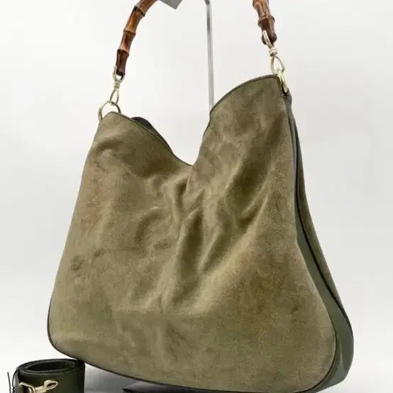 [BUNJANG] Gucci Bamboo Suede Tote Bag / 구찌 밤부백 스웨이트