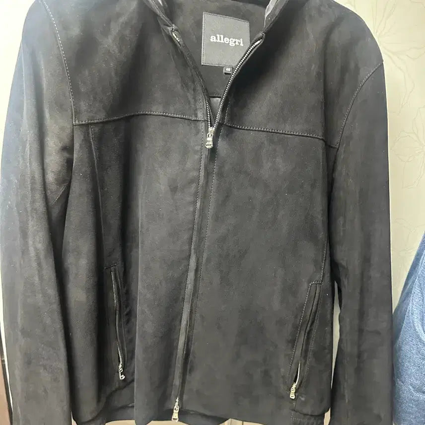 [BUNJANG] Allegri Suede Hooded Zip-Up Jacket Black / 알레그리 스웨이드 후드 집업 자켓 블랙