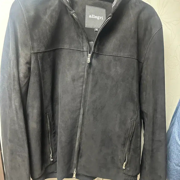 [BUNJANG] Allegri Suede Hooded Zip-Up Jacket Black / 알레그리 스웨이드 후드 집업 자켓 블랙