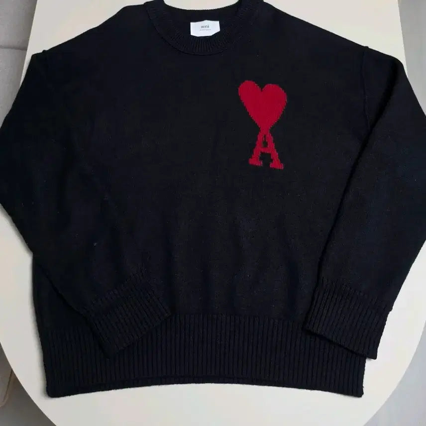 [BUNJANG] AMI Heart Intarsia Wool Sweater Black XL / AMI 하트 안타르시아 스웨터 울니트 XL 블랙 팔아요