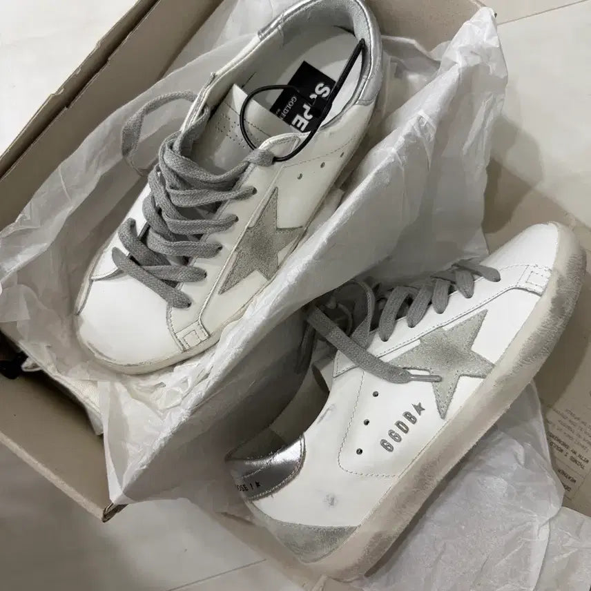 [BUNJANG] Golden Goose Superstar White Silver Tab Sneakers / 골든구스 슈퍼스타 화이트탭 스니커즈 (새상품)