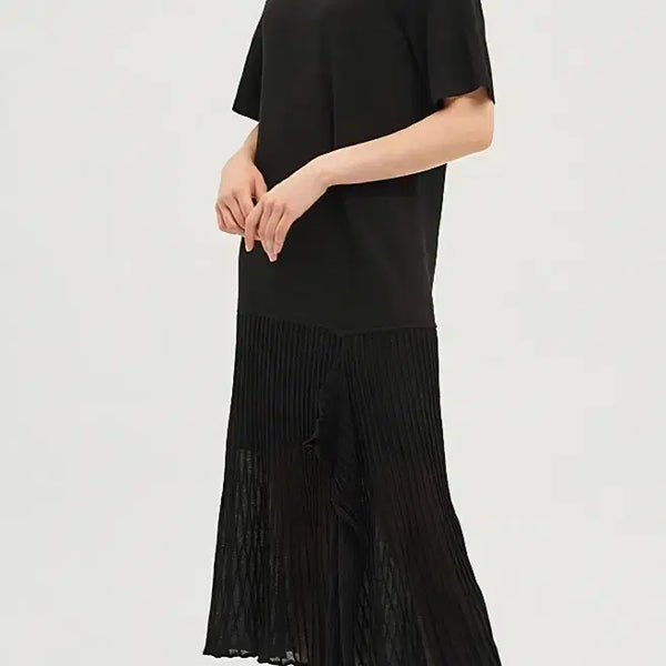 [BUNJANG] TIME By TIME Pleated Block Knit Long Dress / (55)한섬 타임 플리츠 블록 니트 롱원피스