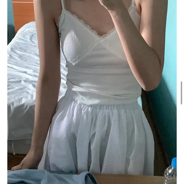 [BUNJANG] Nainy Lace Camisole White / 나이니 레이스 나시 화이트