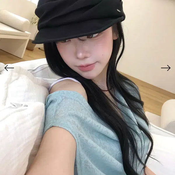 [BUNJANG] KIREV Drape Newsboy Cap Black / 키레브 드레이프 뉴스보이캡 블랙