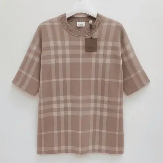 [BUNJANG] Burberry Short Sleeve Knit Check Jacquard Silk Wool Polo Shirt / [새상품O/매장O] 버버리 반팔 니트 체크 자카드 실크 울 80684801