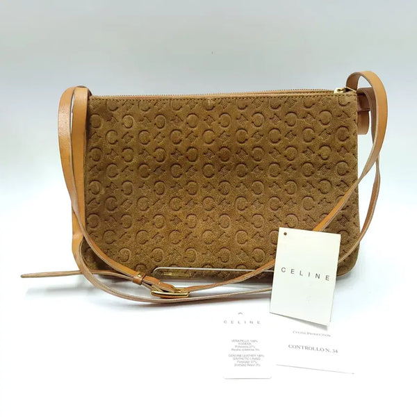 [BUNJANG] Celine Signature Suede Double Shoulder Bag Clutch Bag 3-in-1 / CELINE 셀린느 시그니처 스웨이드 더블 숄더백 클러치백 3IN1 B833
