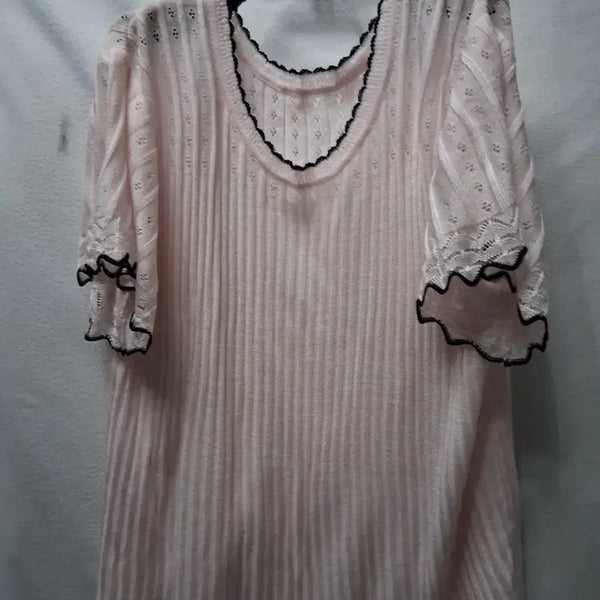[BUNJANG] Black Lace Trimmed Knit Top - Size 88 / 니트 88