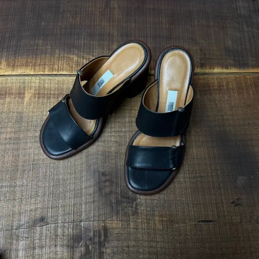 [BUNJANG] Miista London Black Leather Mules Sandals Size 36 / Miista LONDON 뮬 샌들 36