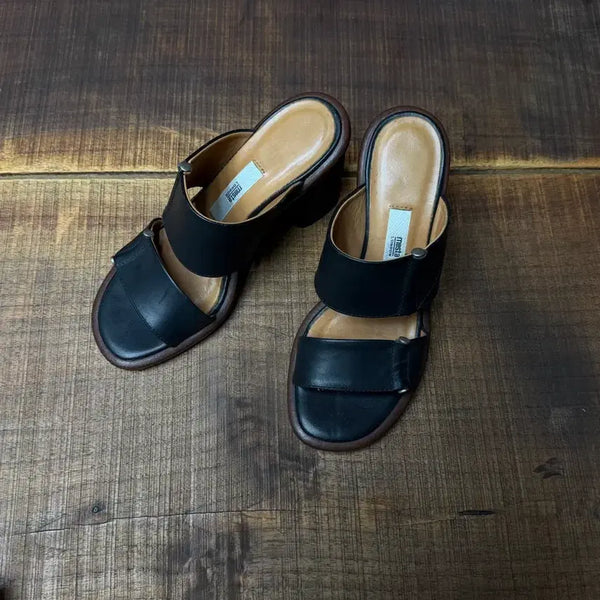 [BUNJANG] Miista London Black Leather Mules Sandals Size 36 / Miista LONDON 뮬 샌들 36