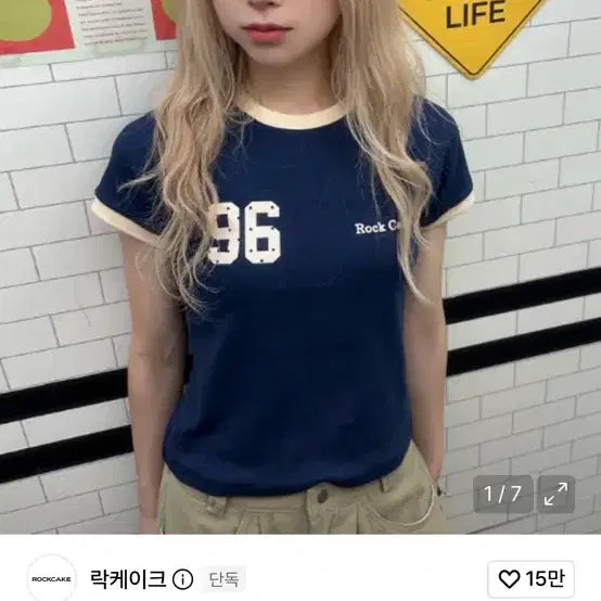 [BUNJANG] Rockcake 96 Dot Ringer Short-Sleeve T-Shirt / 락케이크 96 Dot Ringer 반팔 티셔츠