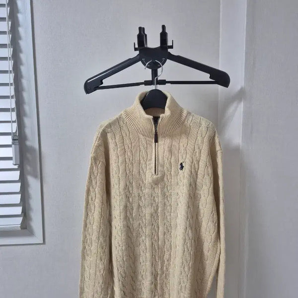 [BUNJANG] Polo Ralph Lauren Cable Knit Sweater Ivory L / 폴로 랄프로렌 케이블 니트 아이보리