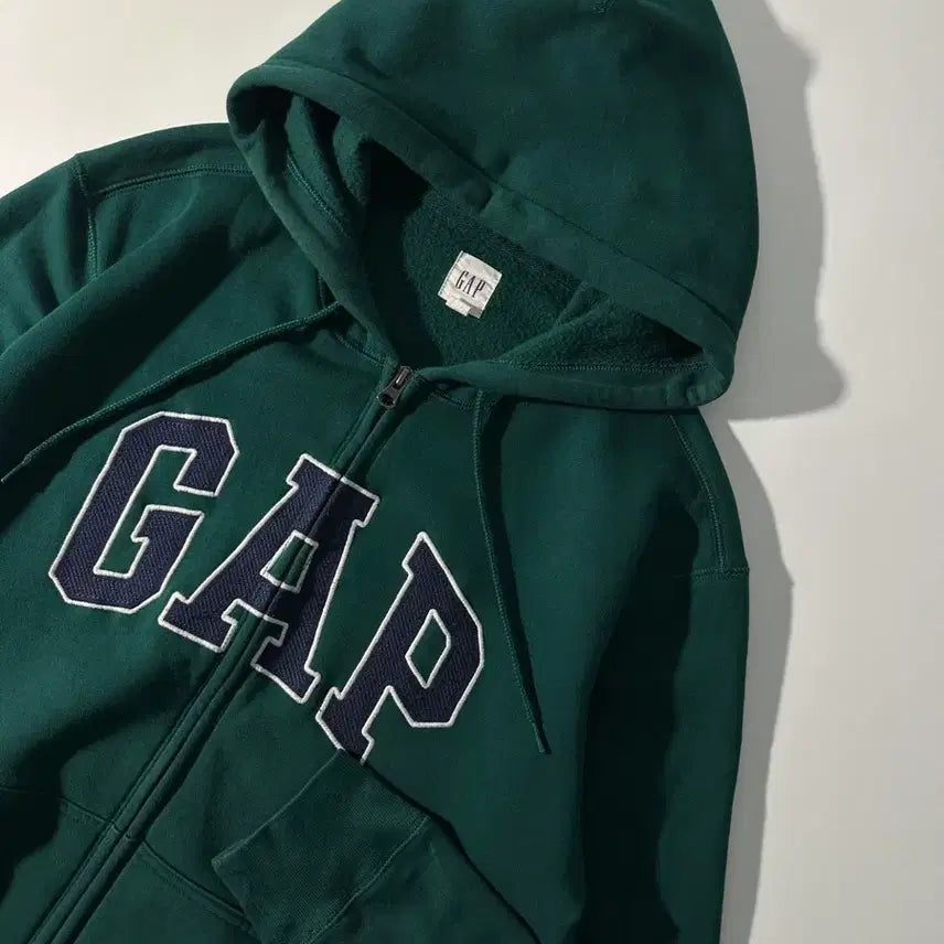 [BUNJANG] GAP Spellout Logo Deep Green Hoodie Zip-Up / GAP 갭 딥그린 스펠아웃로고 후드집업