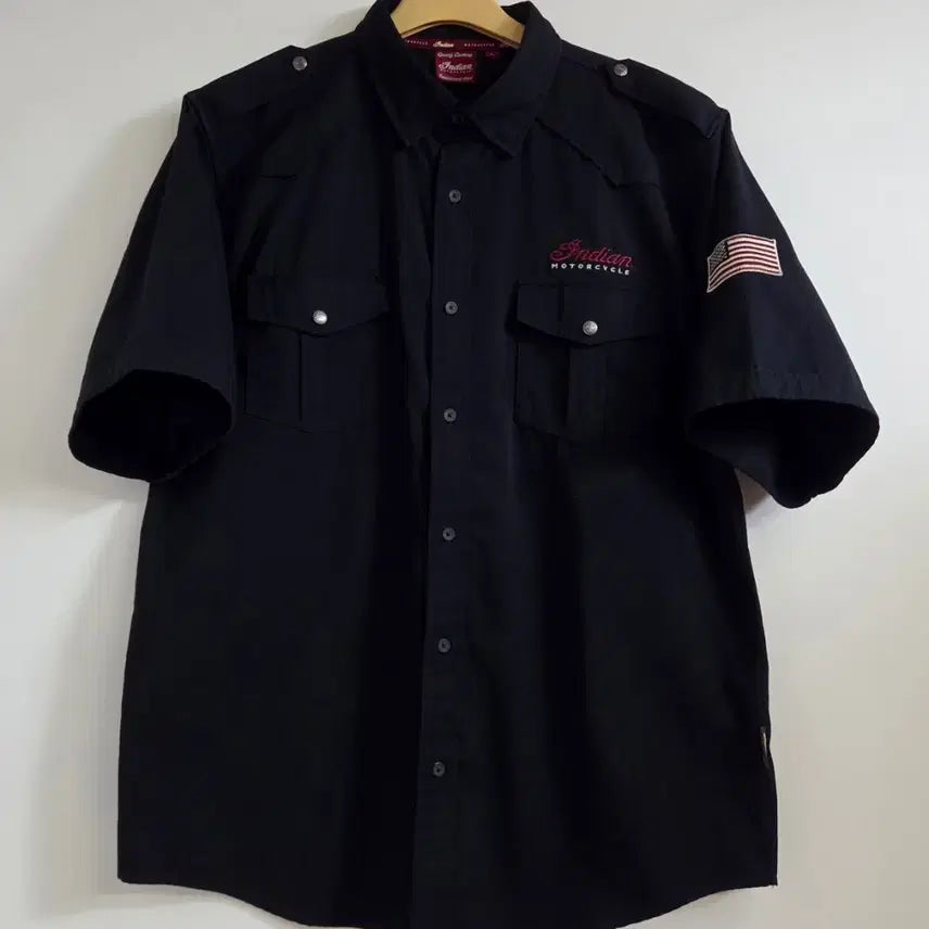 [BUNJANG] Indian Motorcycle Black Short Sleeve Shirt / 인디언 모터사이클 반팔 셔츠 블랙