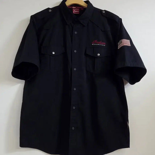 [BUNJANG] Indian Motorcycle Black Short Sleeve Shirt / 인디언 모터사이클 반팔 셔츠 블랙