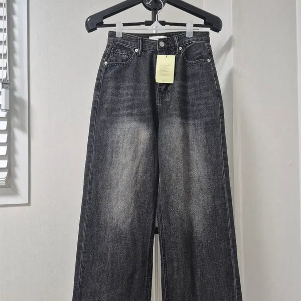 [BUNJANG] Black Denim Wide Pants / 흑청색 와이드 팬츠