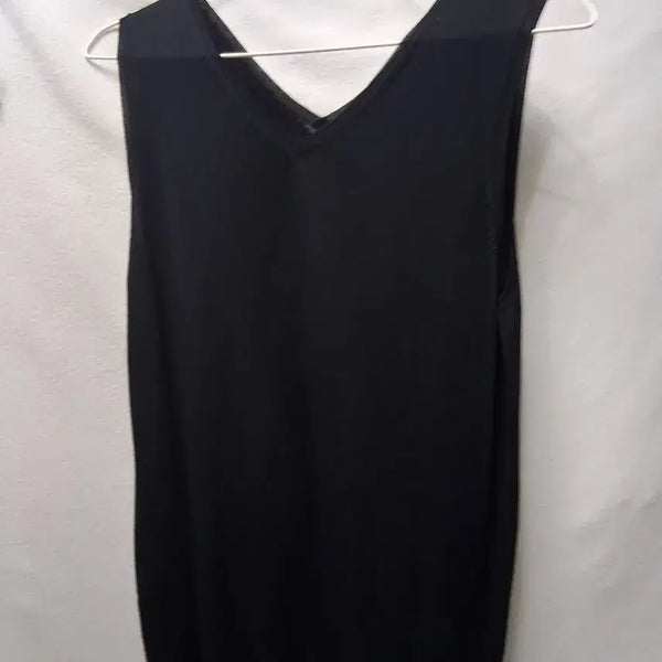 [BUNJANG] Solid V-Neck Sleeveless Knit Black Size 66 / 무지 브이넥 민소매 니트 검정 66