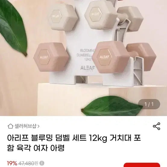 [BUNJANG] ARIF Blooming Dumbbell Set 12kg with Stand / 아리프 블루밍 덤벨 세트 12kg (거치대 포함)