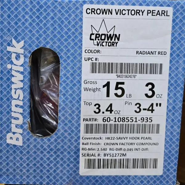 [BUNJANG] Brunswick Crown Victory Pearl Bowling Ball 15lb 3oz / 브런스윅 크라운 빅토리 펄15p 새상품