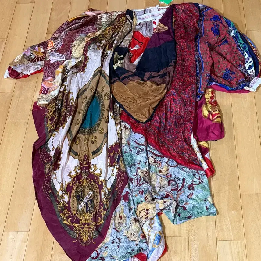 [BUNJANG] Marine Serre Red Scarf Patchwork Dress / 마린세르 스카프 레드 원피스 새상품