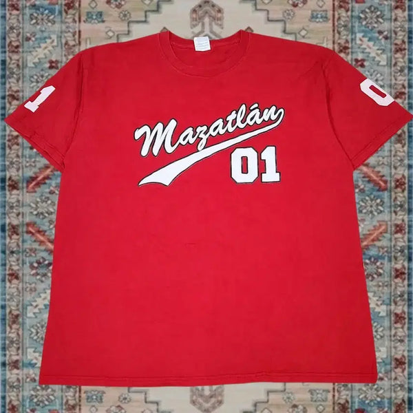 [BUNJANG] American Vintage Mazatlan Baseball Numbering T-Shirt XL / 미국 빈티지 마사틀란 야구 넘버링 레드 티셔츠 XL