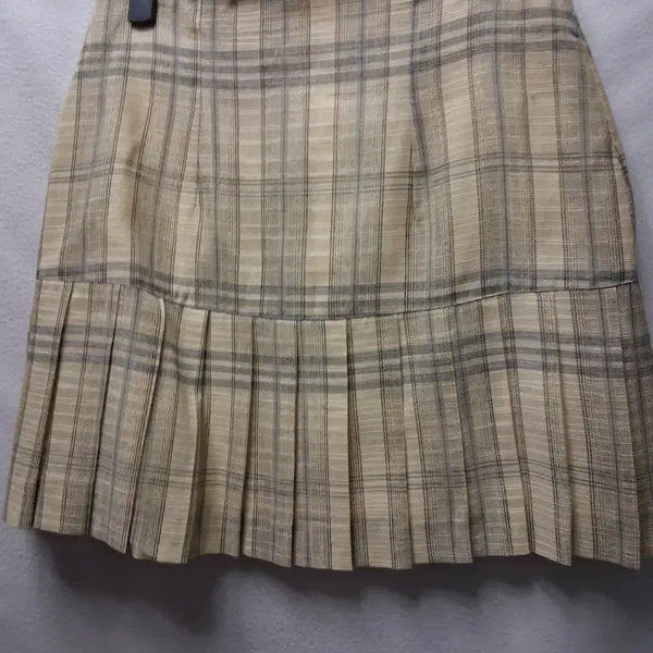 [BUNJANG] Checkered Pleated Mini Skirt Beige 26" / 체크 플리츠 미니스커트 베이지 26인지