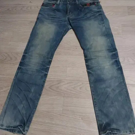 [BUNJANG] Men's Vintage Washed Denim Jeans with Zip Detail / 청바지 남성 빈티지 힙 집업 워싱 데님32