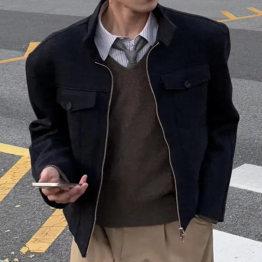 [BUNJANG] Waveness Harrington Jacket Size 2 / 웨이비니스 스퀘어 해링턴 자켓 2