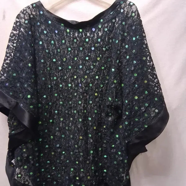 [BUNJANG] Black Sequin Lace Loose Fit Blouse L / 블랙 시퀸 레이스 루즈핏 블라우스L