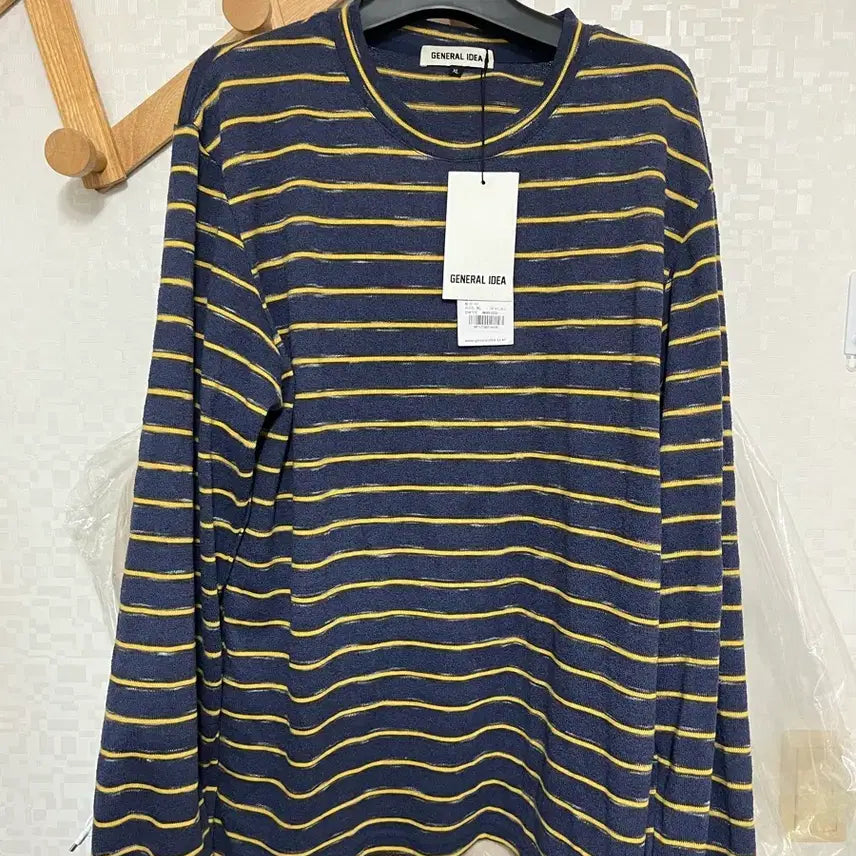 [BUNJANG] General Idea Striped Knit Navy Yellow / 제너럴아이디어 단가라 니트 네이비 옐로우