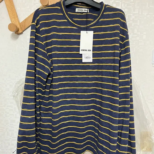 [BUNJANG] General Idea Striped Knit Navy Yellow / 제너럴아이디어 단가라 니트 네이비 옐로우