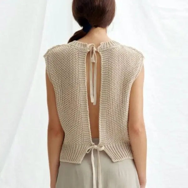 [BUNJANG] H8 Back Ribbon Knit Vest Beige (55-66) / 에이치에이트(H8) 백리본 니트베스트 55-66 새상품