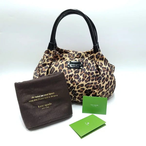 [BUNJANG] Kate Spade Leopard Nylon Enamel Hobo Tote Bag / KATE SPADE 케이트스페이드 레오파드 나일론 에나멜 호보백 토트백 B853
