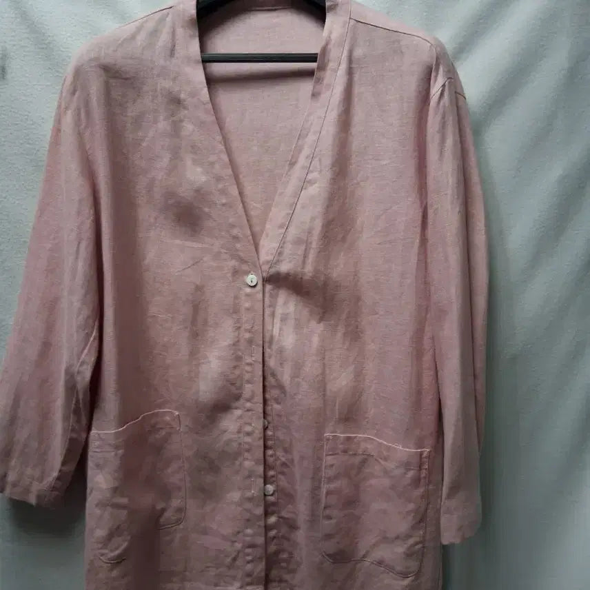 [BUNJANG] Linen Cardigan Pink Size 77 / 린넨 가디건 핑크77