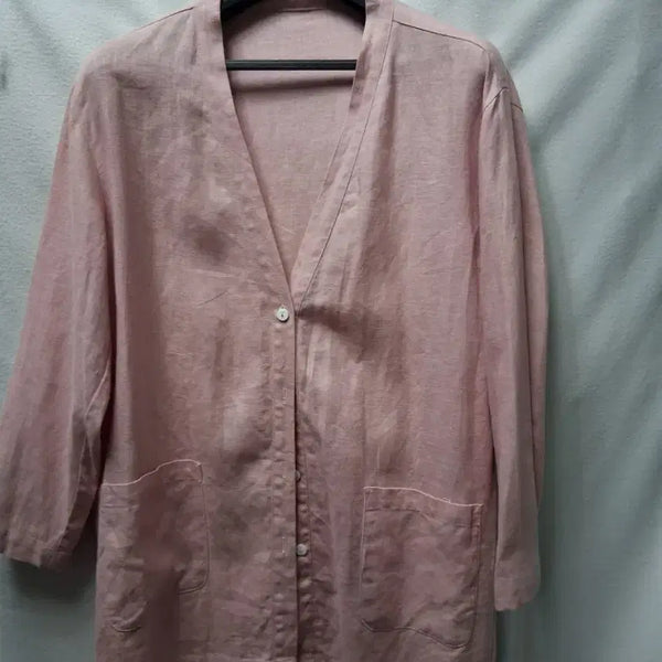 [BUNJANG] Linen Cardigan Pink Size 77 / 린넨 가디건 핑크77
