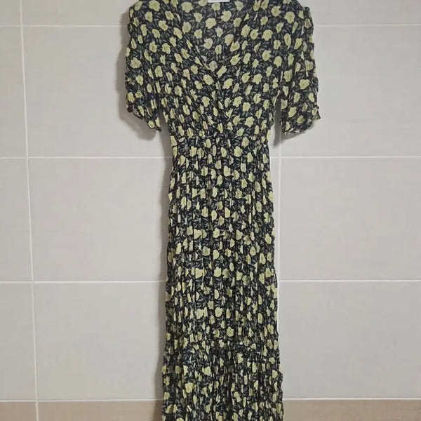 [BUNJANG] Yellow Floral V-Neck Long Dress / 노랑 원피스