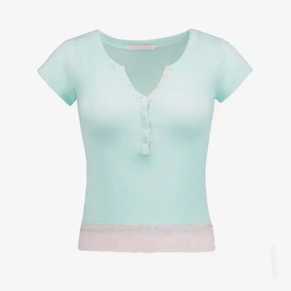 [BUNJANG] Foren Baby Powder Lace Tee Mint / 포어링 Baby powder lace tee 민트